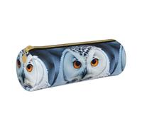 BKDODKS Astuccio in pelle per adulti con stampa di occhi di gufo innevato, unisex, con cerniera, leggero