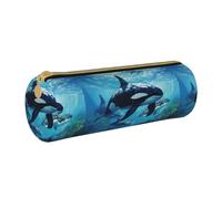 BKDODKS Astuccio in pelle per adulti con stampa di orche assassine, unisex, con cerniera, leggero