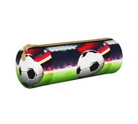 BKDODKS Astuccio in pelle per adulti con stampa di palloni da calcio, unisex, con cerniera, leggero
