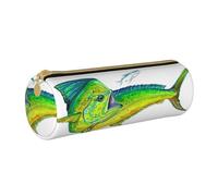 BKDODKS Astuccio in pelle per adulti con stampa di pesci verdi, per uomini e donne, astuccio con cerniera leggero