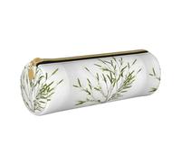 BKDODKS Astuccio in pelle per adulti con stampa di ramoscello verde vegetale bianco naturale (1) astuccio per matite da uomo e donna con cerniera leggero
