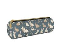 BKDODKS Astuccio in pelle per adulti con stampa di sfondo di coniglio, astuccio per matite da uomo e donna, con cerniera, leggero