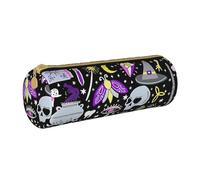 BKDODKS Astuccio in pelle per adulti con stampa di stregoneria magica stregoneria bohémien astuccio per matite uomo donna astuccio con cerniera leggero