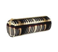 BKDODKS Astuccio in pelle per adulti con stampa di tasti di pianoforte con note musicali, per uomini e donne, astuccio con cerniera leggero