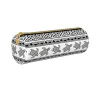 BKDODKS Astuccio in pelle per adulti con stampa etnica tartaruga a righe astuccio unisex con cerniera leggero