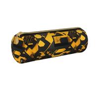 BKDODKS Astuccio in pelle per adulti con stampa giallo senape e nero, per uomini e donne, astuccio con cerniera, leggero