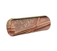 BKDODKS Astuccio in pelle per adulti con stampa glitter oro rosa astuccio per matite uomo donna astuccio con cerniera leggero
