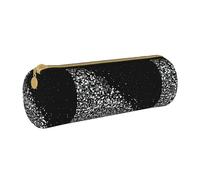 BKDODKS Astuccio in pelle per adulti con stampa glitterata nera bianca e nera, astuccio per matite da uomo e donna, con cerniera, leggero