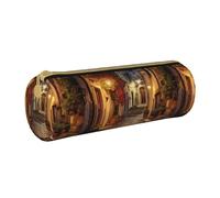 BKDODKS Astuccio in pelle per adulti con stampa italiana Old Street, unisex, con cerniera, leggero