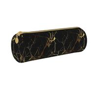 BKDODKS Astuccio in pelle per adulti con stampa marmorizzata nera e oro, per uomini e donne, con cerniera, leggero