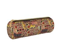 BKDODKS Astuccio in pelle per adulti con stampa patchwork africana in tessuto, per uomini e donne, con cerniera, leggero