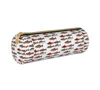 BKDODKS Astuccio in pelle per adulti con stampa salmone, per uomini e donne, astuccio con cerniera, leggero