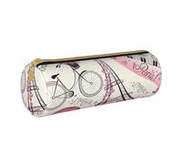 BKDODKS Astuccio in pelle per adulti con stampa Torre di Parigi e una bicicletta astuccio per matite uomo donna astuccio con cerniera leggero