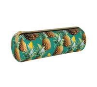 BKDODKS Astuccio in pelle per adulti con stampa tropicale ananas hawaiano, astuccio per matite da uomo e donna, con cerniera, leggero