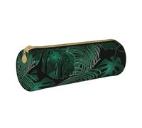 BKDODKS Astuccio in pelle per adulti con stampa verde foglia di banano, astuccio per matite da uomo e donna, con cerniera, leggero