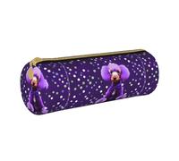BKDODKS Astuccio in pelle viola con stampa a pois barboncino per adulti astuccio per matite uomo donna astuccio con cerniera leggero