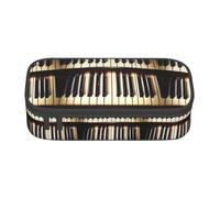 BKDODKS Astuccio multifunzione con tasti di pianoforte con note musicali, astuccio per cancelleria, per adulti, nero