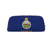 BKDODKS Astuccio portamatite con stampa bandiera del Kansas con cerniera, grande, per lavoro e viaggi, astuccio multifunzionale