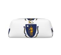 BKDODKS Astuccio portamatite con stampa bandiera del Massachusetts con cerniera, grande, per lavoro e viaggi, astuccio multifunzionale