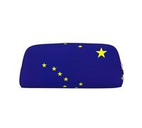 BKDODKS Astuccio portamatite con stampa bandiera dell'Alaska con cerniera, grande, per lavoro e viaggi, astuccio multifunzionale