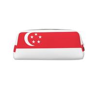 BKDODKS Astuccio portamatite con stampa bandiera di Singapore con cerniera, grande, per lavoro e viaggi, astuccio multifunzionale