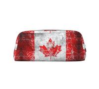 BKDODKS Astuccio portamatite con stampa retrò con bandiera del Canada, grande astuccio per matite da lavoro e viaggi, astuccio multifunzionale