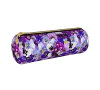 BKDODKS Astuccio portamatite leggero in pelle con cerniera per adulti, motivo floreale, colore: viola, bianco, taglia unica