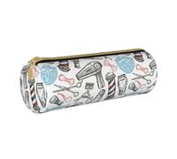 BKDODKS Barber Shop - Astuccio in pelle con stampa monocromatica, per adulti, unisex, con cerniera, leggero, bianco, Taglia unica