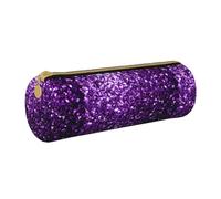 BKDODKS Bellissimo astuccio viola con stampa glitterata per adulti, in pelle, per uomini e donne, con cerniera, leggero
