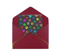 BKDODKS Biglietti di auguri colorati con stampa di zampa di cane nero, vuoti, con buste, carta perlata, per tutte le occasioni, 10,4 x 15,2