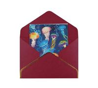 BKDODKS Biglietti di auguri vuoti con stampa meduse colorate con buste biglietti di auguri in carta perlata per tutte le occasioni 4,5 x 6