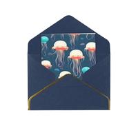 BKDODKS Biglietti vuoti con stampa a meduse con buste, biglietti di auguri in carta perlata, per tutte le occasioni, 11,4 x 15,2 cm