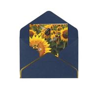 BKDODKS Biglietti vuoti con stampa di api girasoli con buste, biglietti di auguri in carta perlata, per tutte le occasioni, 11,4 x 15,2