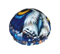 BKDODKS Blue Owl 1 Cuffia da doccia da donna, leggera, riutilizzabile, morbida, impermeabile, a prova di perdite, colore nero