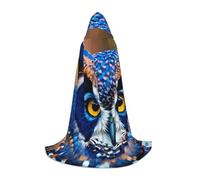 BKDODKS Blue Owl 1 Print Halloween mantello con cappuccio unisex mantello per cosplay, gotico, rinascimentale e altro ancora