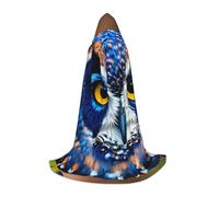 BKDODKS Blue Owl 1 Print Halloween mantello con cappuccio unisex mantello per cosplay, gotico, rinascimentale e altro ancora