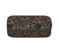 BKDODKS Boho Oro fiori di loto Stampa Multifunzionale Matita Caso di Cancelleria Forniture Sacchetto di Immagazzinaggio