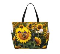 BKDODKS Borsa da viaggio con stampa di api girasoli per vacanze al mare, picnic e attività sportive quotidiane, nera, taglia unica