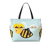 BKDODKS Borsa da viaggio con stampa di api in stile cartone animato, per vacanze al mare, picnic e attività sportive quotidiane