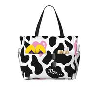 BKDODKS Borsa da viaggio con stampa di mucca da latte, colore nero e bianco, per vacanze al mare, picnic e attività sportive quotidiane, nera, taglia unica, Nero, taglia unica