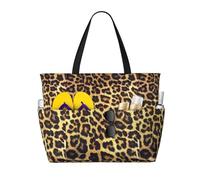 BKDODKS Borsa da viaggio con stampa leopardata, per vacanze al mare, picnic e attività sportive quotidiane, nera, taglia unica, Nero, taglia unica