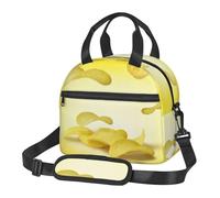 BKDODKS Borsa termica per il pranzo con stampa patatine fritte e tracolla regolabile, perfetta per adulti