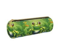 BKDODKS Cartoon Frog 1 Stampa Adulti Astuccio In Pelle Uomo Donna Astuccio Matita con Cerniera Leggero