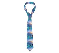 BKDODKS Cravatta da uomo con stampa pinguino e mare, per ogni vestito, ideale come regalo per feste di lavoro, colore: nero, nero, taglia unica