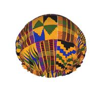 BKDODKS Cuffia da doccia africana con stampa tessitura, leggera, riutilizzabile, a doppio strato, impermeabile, a prova di perdite, colore nero