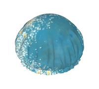 BKDODKS Cuffia da doccia bianca blu con stampa margherita per le donne leggera riutilizzabile Softdouble strati impermeabili a tenuta stagna, nero