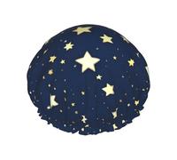 BKDODKS Cuffia da doccia blu navy con stampa cielo e stelle per le donne leggera riutilizzabile Softdouble strati impermeabili a tenuta stagna, nero