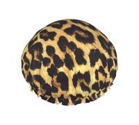 BKDODKS Cuffia da doccia con stampa leopardata per le donne leggera riutilizzabile Softdouble strati impermeabili a prova di perdite, nera