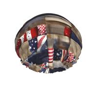 BKDODKS Cuffia da doccia con stampa patchwork bandiera americana per le donne leggera riutilizzabile Softdouble strati impermeabili a prova di perdita., Nero