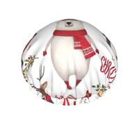 BKDODKS Cuffia da doccia natalizia con stampa di Babbo Natale per le donne, leggera, riutilizzabile, morbida, a doppio strato, impermeabile, a prova di perdite, nera
